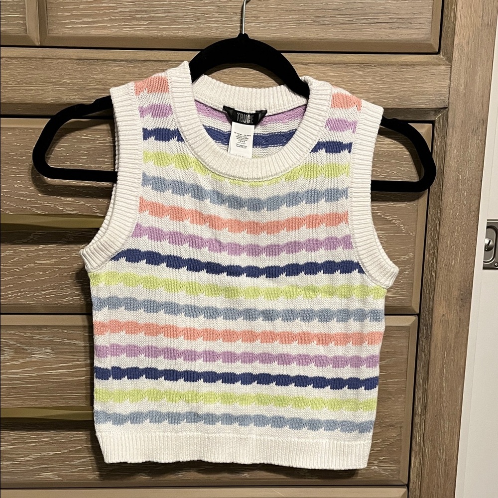 Truce Colorful Striped Kids Sweater Vest Size L